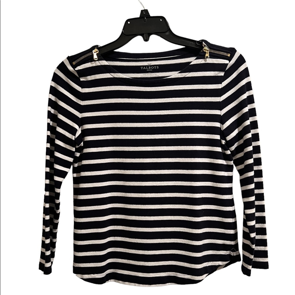Talbots Black & White Striped Sweater